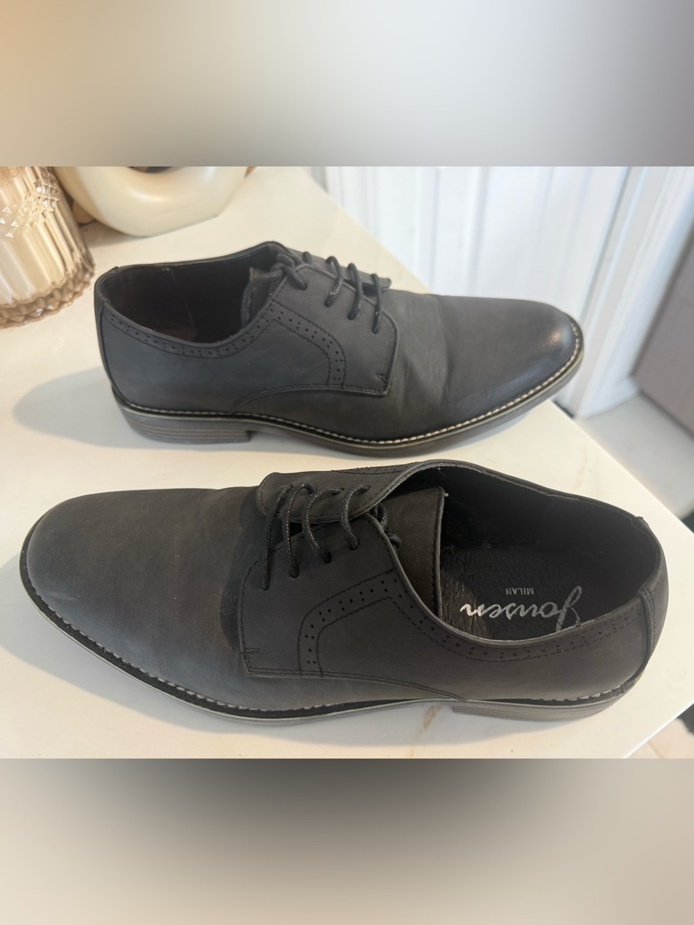 Jousen Men's Suede Black Lace-Up Dress Shoes size 11